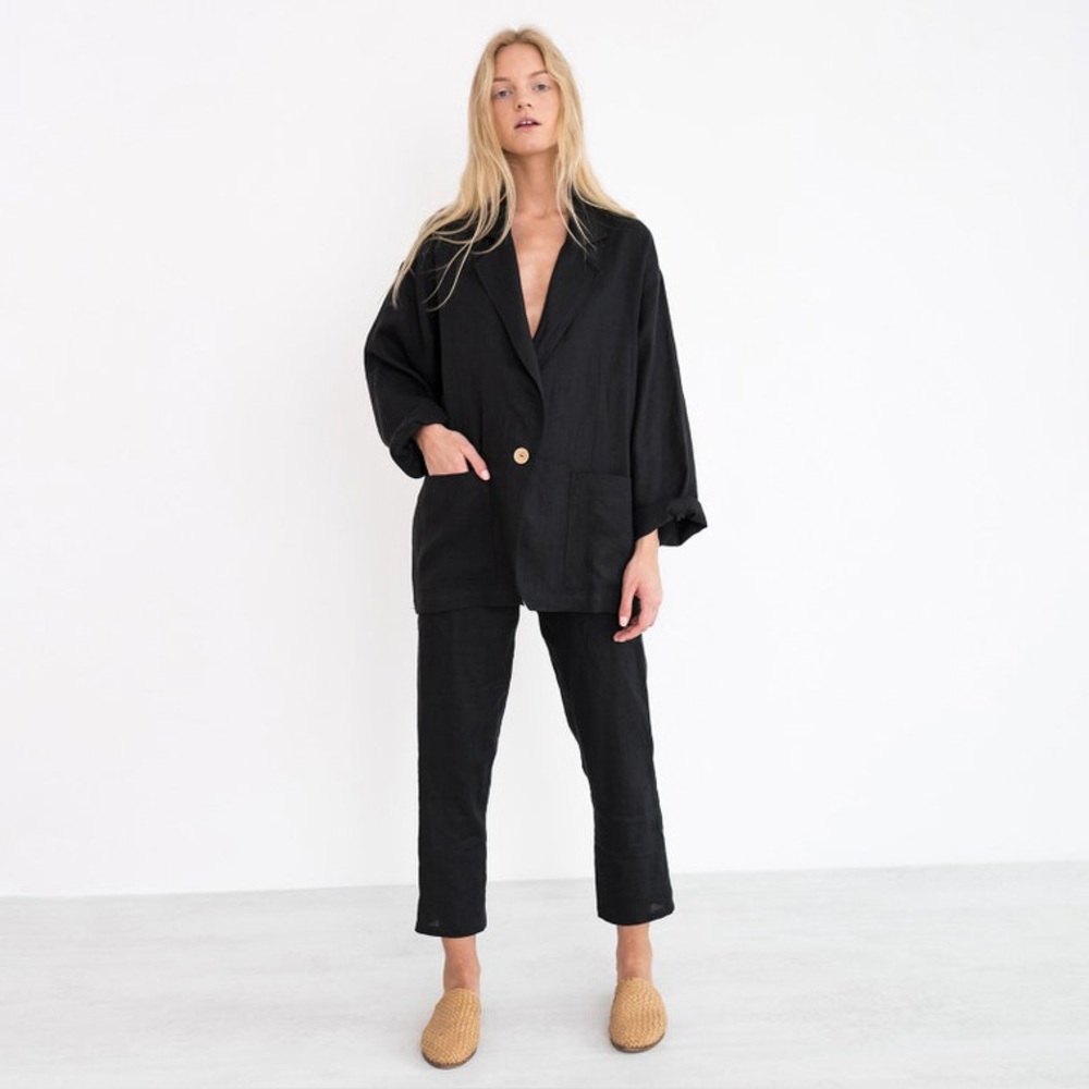 Brand New Dark Grey Oversized Linen Blazer